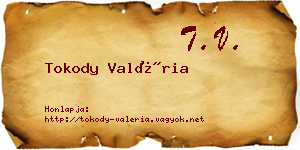 Tokody Valéria névjegykártya